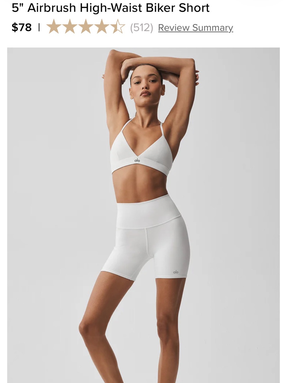 ALO Yoga White High-Waist 5" Airbrush Biker Shorts